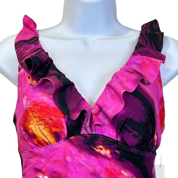 DKNY Tie-Back Halter Style One-Piece Swimsuit Abstract Mirage Women's Medium NWT - Picture 5 of 12